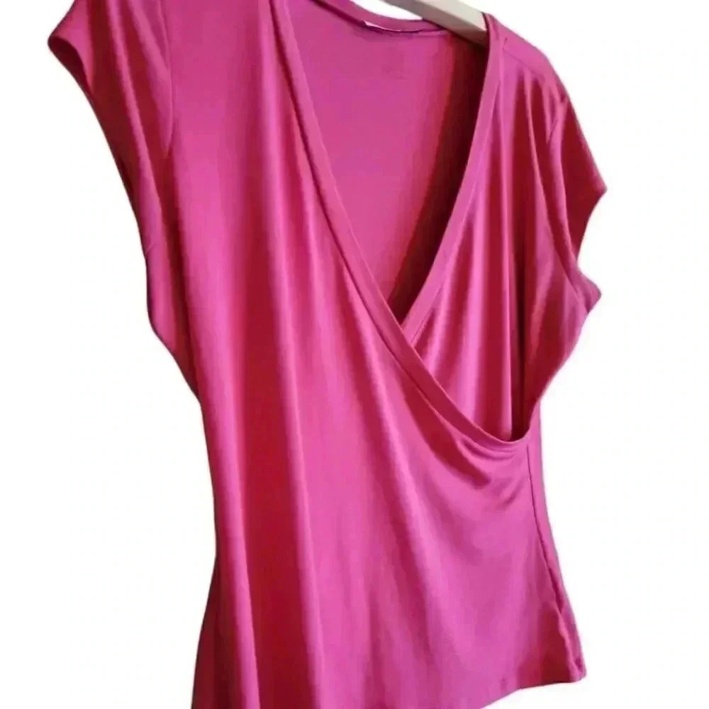 Womans Pretty Pink/Orange Draped Top with Cap Sleeves